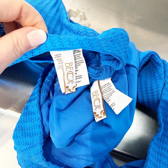 Becca Line in the Sand Ribbed Two Piece Bikini Swimsuit Royal Blue Medium - Picture 3 of 9